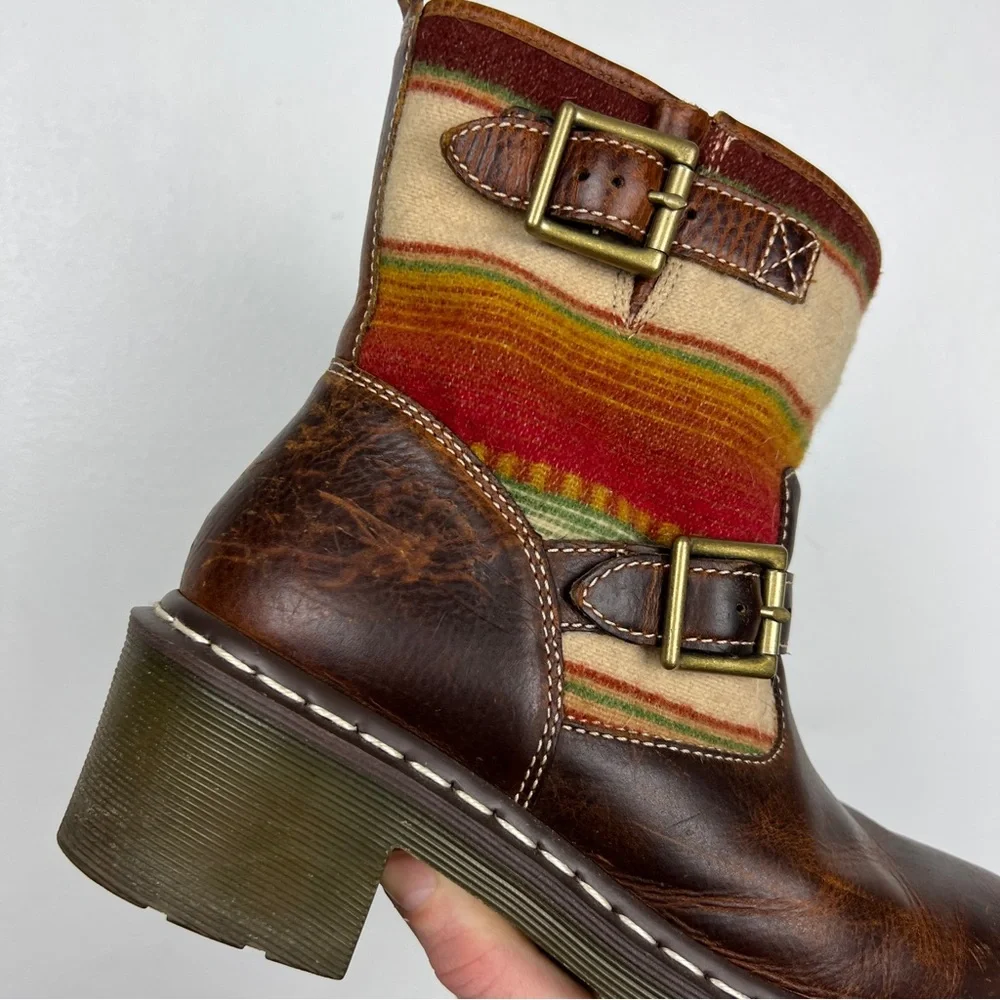 Dr Martens x Pendleton RARE Wool Tapestry Panel Leather Boots - Picture 3 of 9